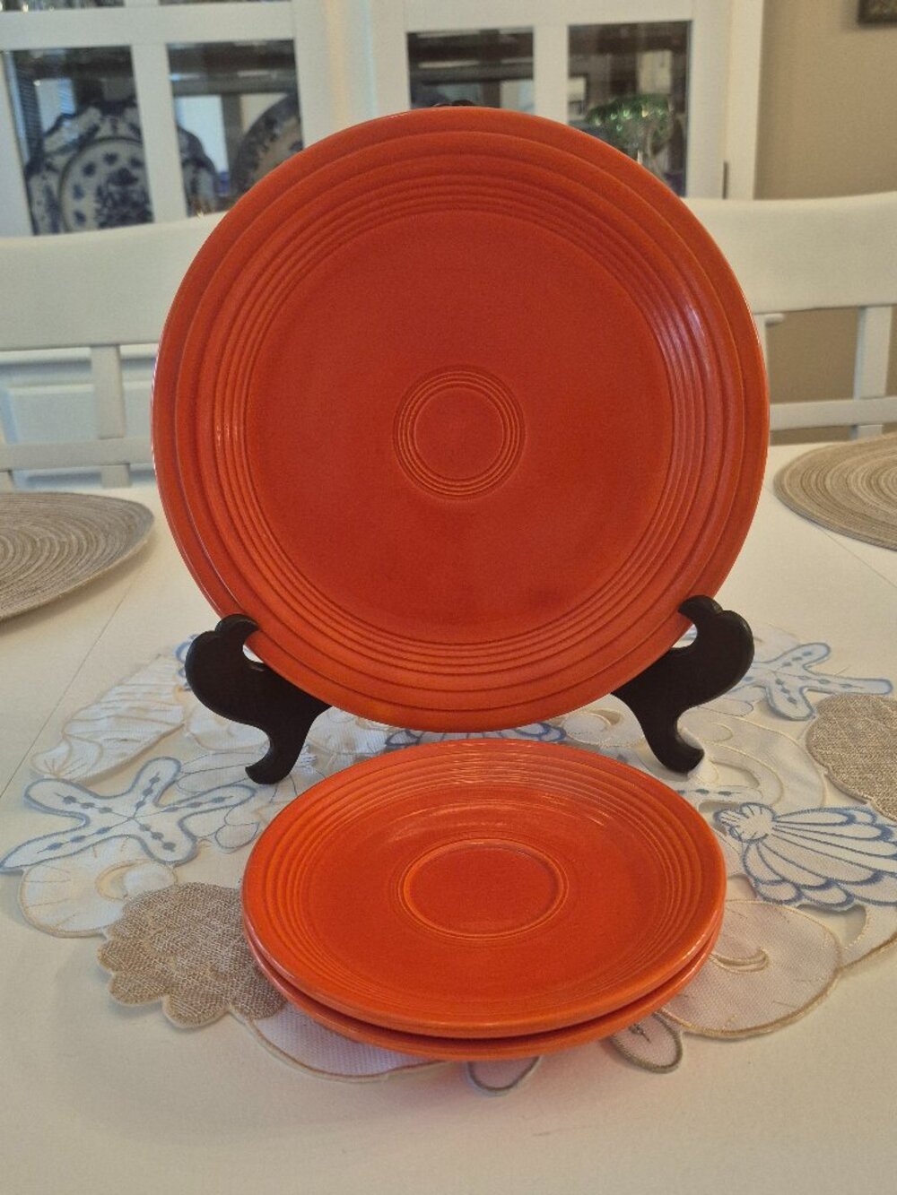 Vintage Fiestaware Mango Red Dinner Plate & 2 Saucers 1950-60s